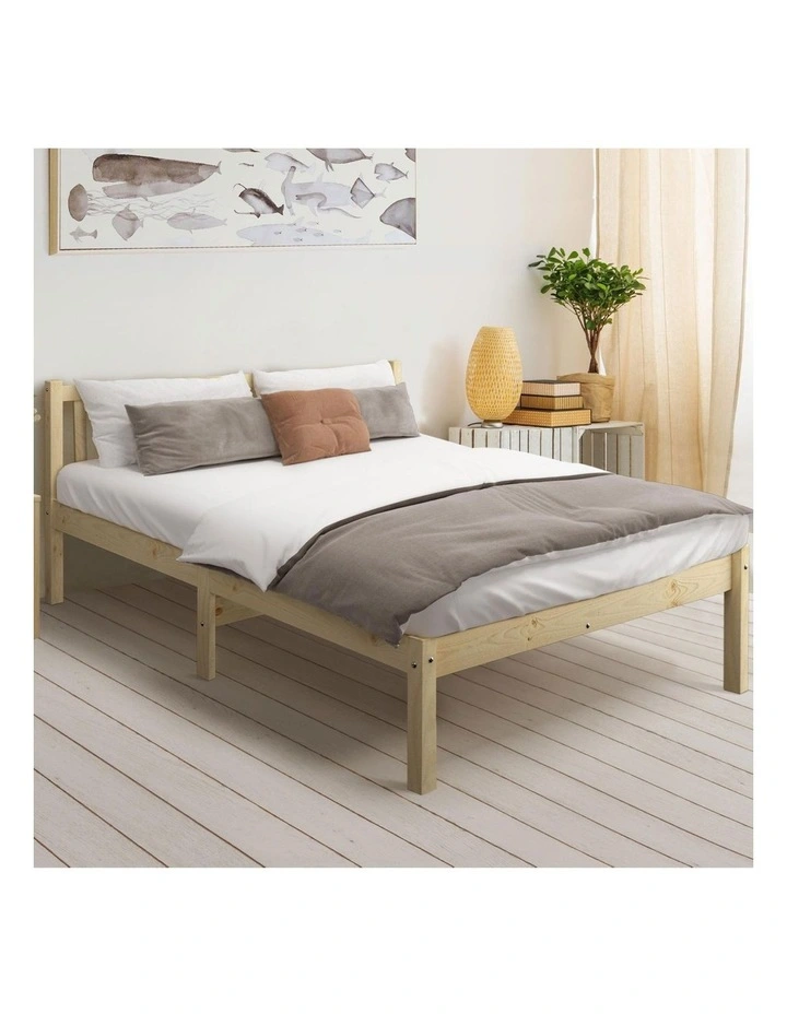 Oikiture Bed Frame Queen Size Wooden Timber Base Solid Wood Platform image 4