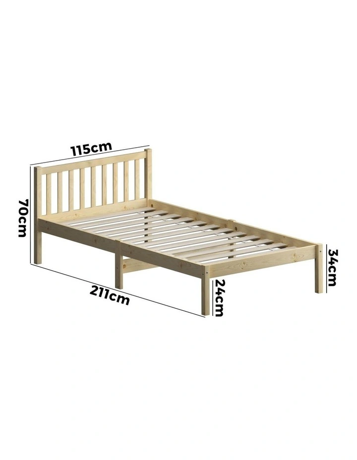 Oikiture Bed Frame King Single Size Wood Timber Base Platform Headboard image 3