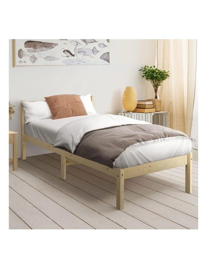 Oikiture Bed Frame King Single Size Wood Timber Base Platform Headboard image 4