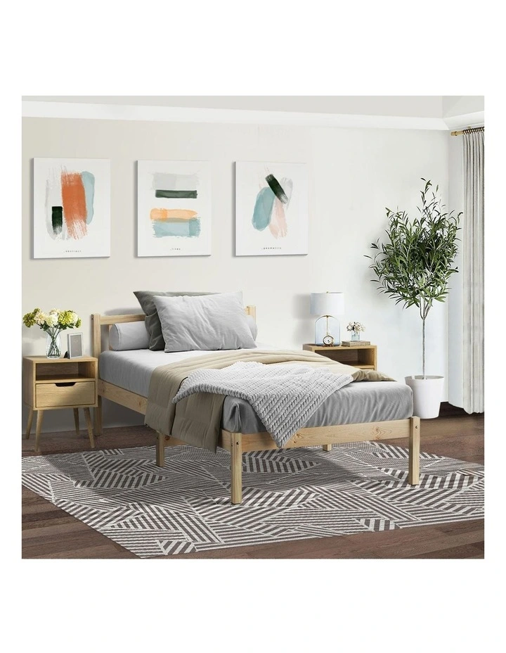 Oikiture Bed Frame King Single Size Wood Timber Base Platform Headboard image 5