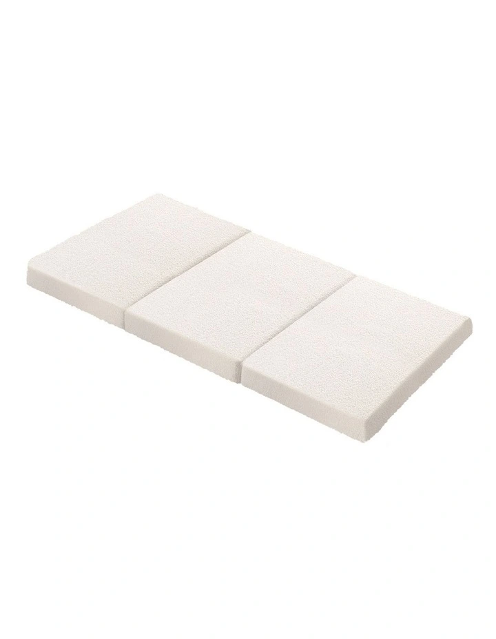 Bedra Folding Foam Mattress Sherpa Fleece Portable 3-fold Foldable Bed Double image 1