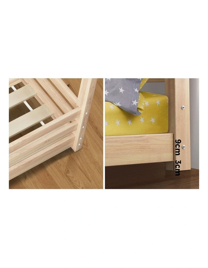 Oikiture Bed Frame Wooden Single Size Timber House Frame image 7