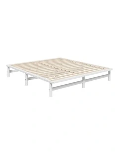 Oikiture Wooden Bed Frame King Size Base Platform Beds Solid Pine Wood White