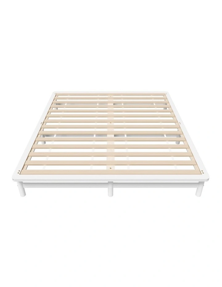 Oikiture Wooden Bed Frame King Size Base Platform Beds Solid Pine Wood White image 2