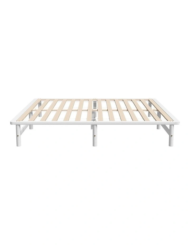 Oikiture Wooden Bed Frame King Size Base Platform Beds Solid Pine Wood White image 6