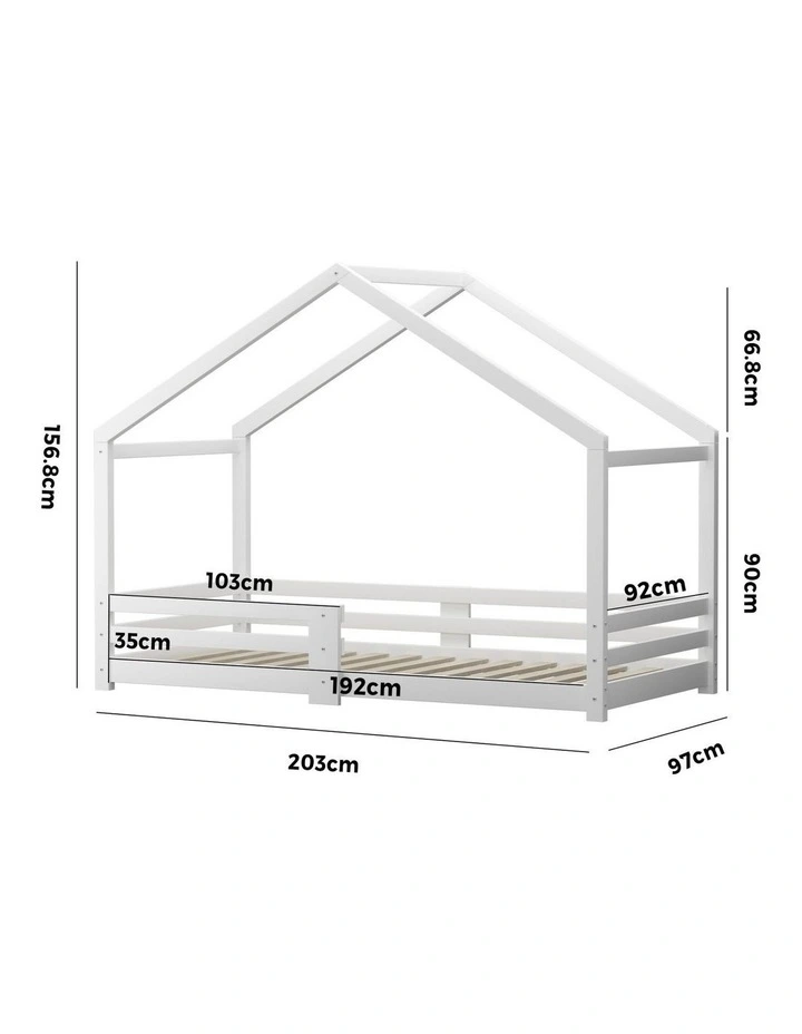 Oikiture Kids Bed Frame Single Wooden Bedframe Timber Platform image 3