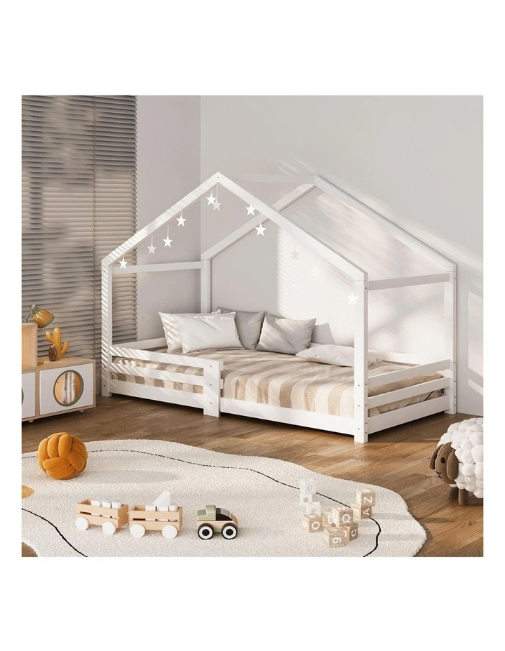 Oikiture Kids Bed Frame Single Wooden Bedframe Timber Platform image 5