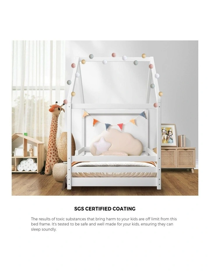 Oikiture Kids Bed Frame Single Wooden Bedframe Timber Platform image 6