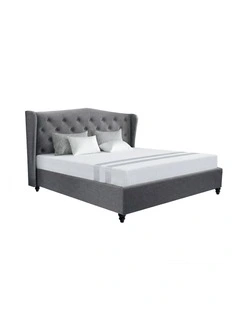 Artiss BedStory Double Bed Frame & Memory Foam Mattress Set Cooling Gel Tufted Grey