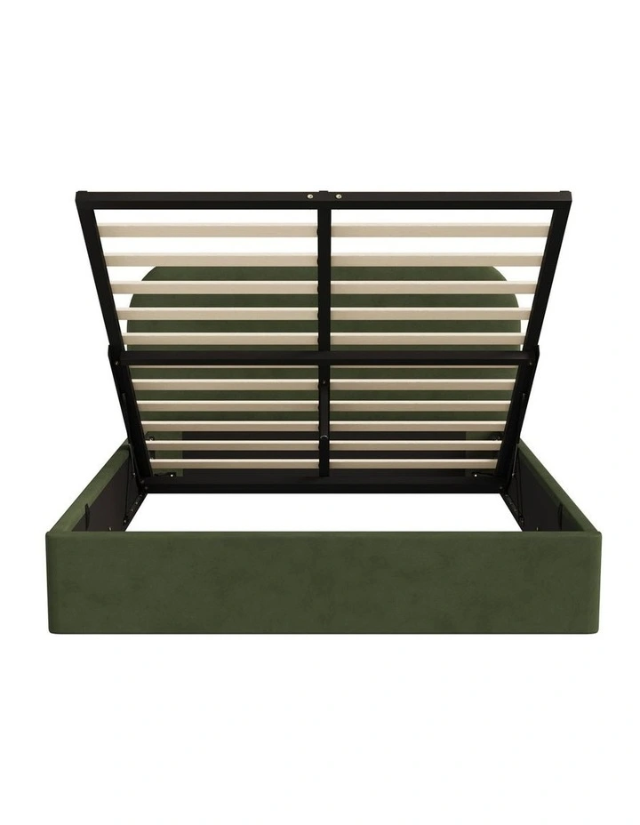 Oikiture Bed Frame Double Size Gas Lift Base with Storage Velvet Rounded Corner image 2