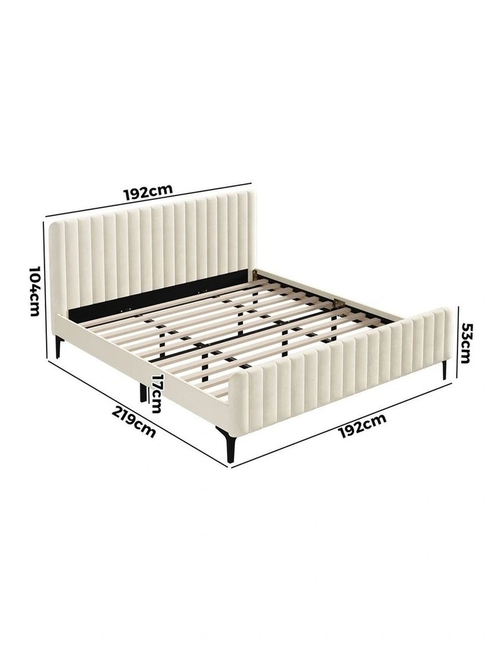 Oikiture Bed Frame King Size Beds Platform Velvet Fabric image 3
