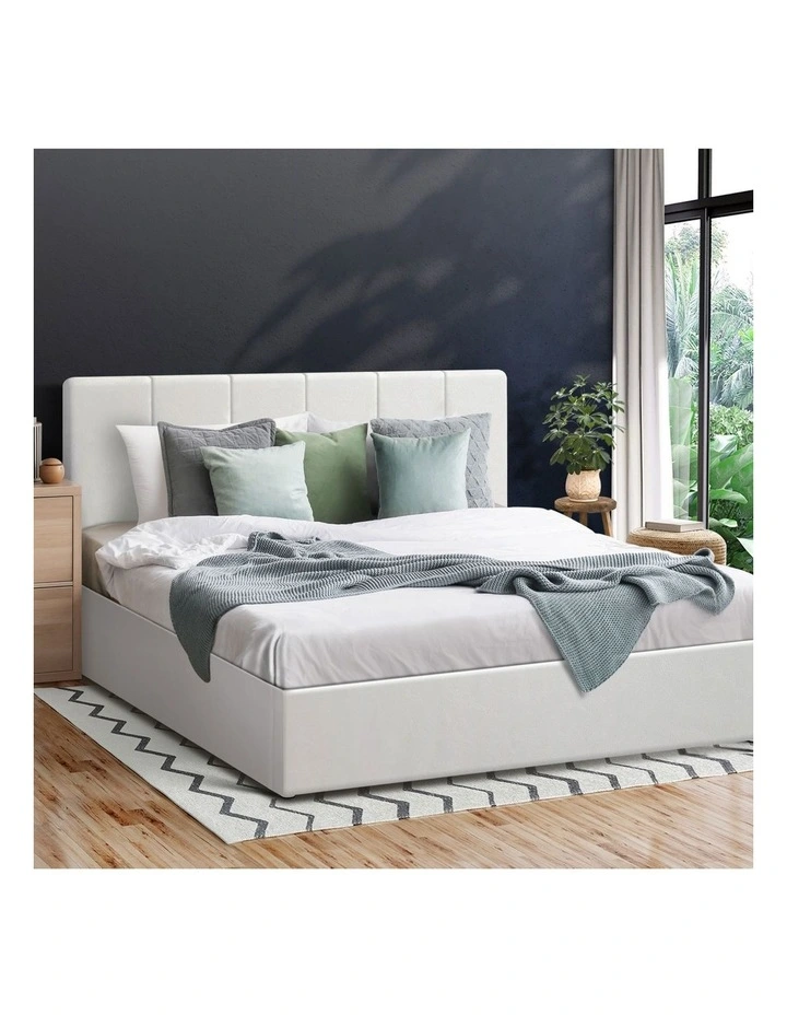 Oikiture Bed Frame King Size Gas Lift Beds Base Storage PU Leather ZOE image 4