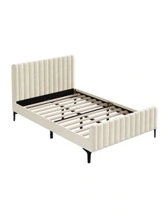 Oikiture Bed Frame Double Size Beds Platform Velvet Fabric ROYO