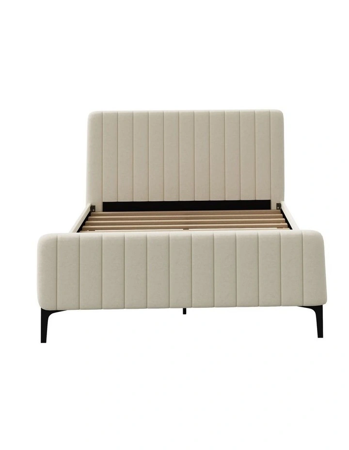 Oikiture Bed Frame Double Size Beds Platform Velvet Fabric ROYO image 2