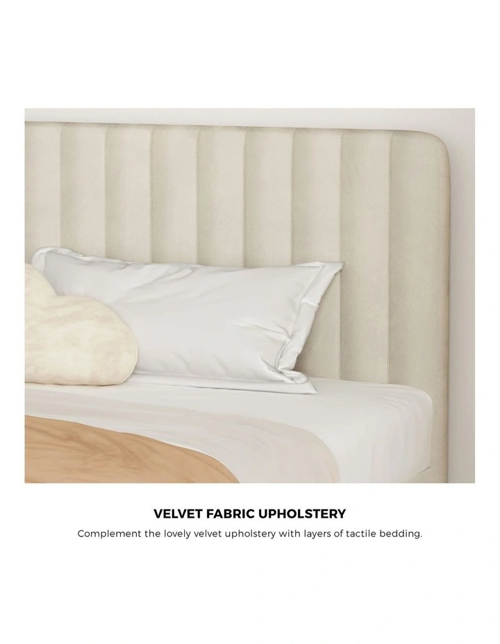 Oikiture Bed Frame Double Size Beds Platform Velvet Fabric ROYO image 6