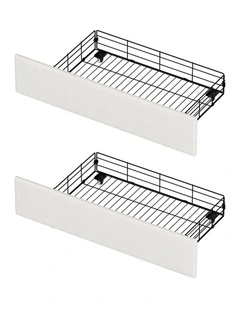 Oikiture Bed Frame Trundle Storage Metal Drawers Set of 2 White