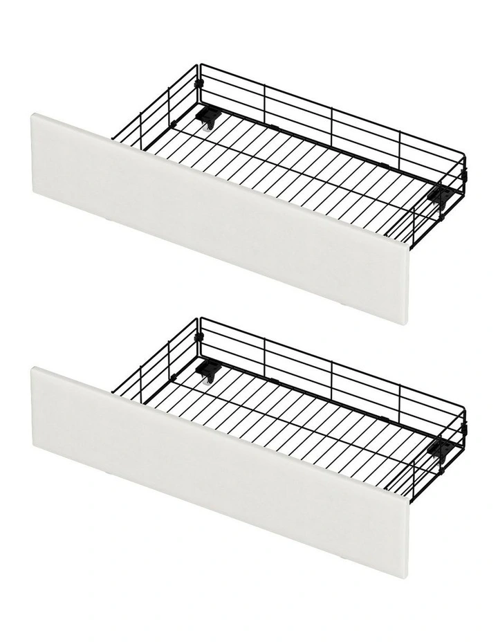 Oikiture Bed Frame Trundle Storage Metal Drawers Set of 2 White image 1