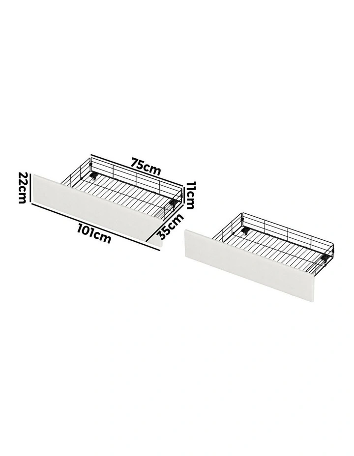 Oikiture Bed Frame Trundle Storage Metal Drawers Set of 2 White image 3