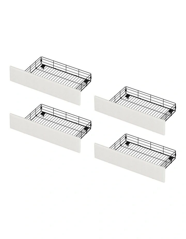Oikiture Bed Frame Trundle Storage Metal Drawers Set of 4 White image 1
