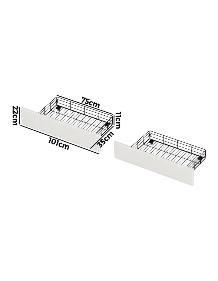 Oikiture Bed Frame Trundle Storage Metal Drawers Set of 4 White image 3