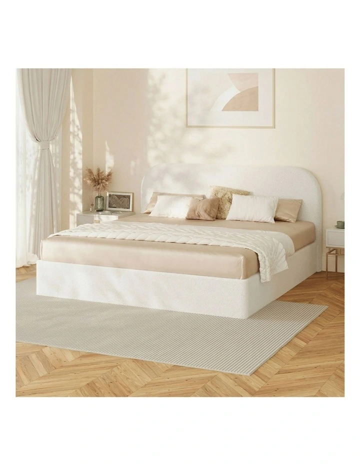 Oikiture Bed Frame King Size Gas Lift Base with Storage Boucle Rounded Corner image 7