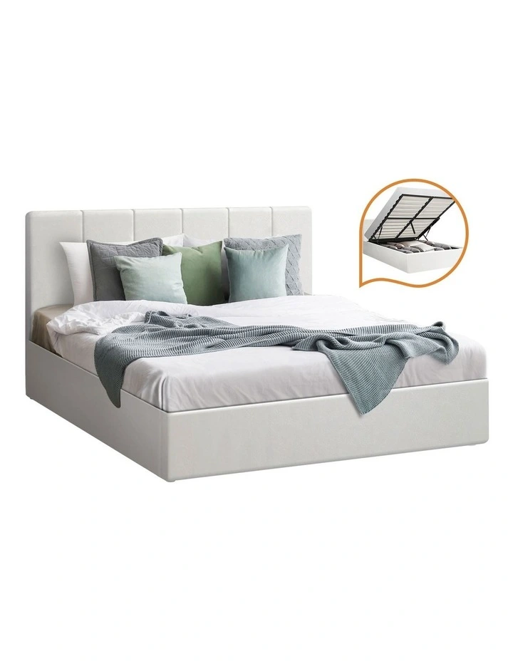 Oikiture Bed Frame Double Size Gas Lift Beds Base Storage PU Leather ZOE image 1