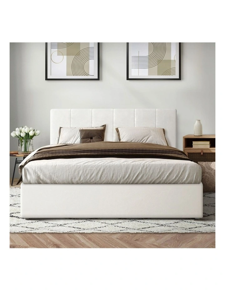 Oikiture Bed Frame Queen Size Gas Lift Beds Base Storage PU Leather ZOE image 6