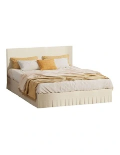 Oikiture Bed Frame Queen Size Upholstered Headboard Platform Base Beige