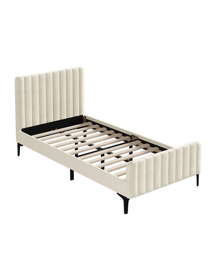 Oikiture Bed Frame King Single Beds Platform Velvet Fabric image 1