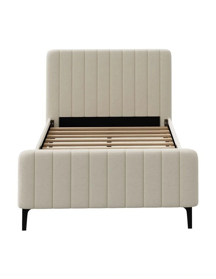 Oikiture Bed Frame King Single Beds Platform Velvet Fabric image 2