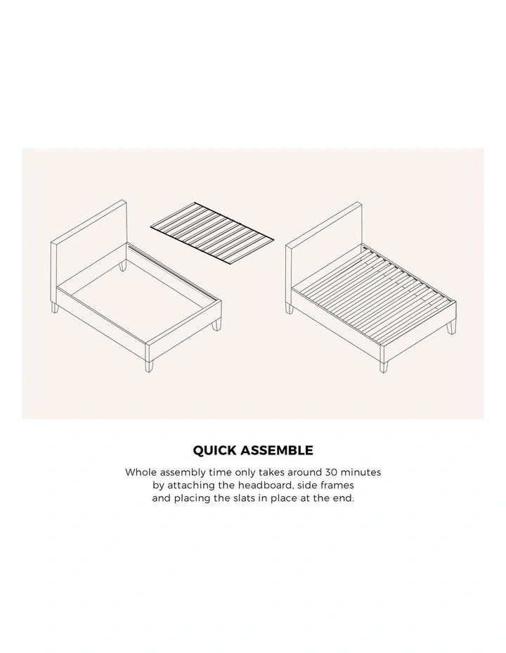 Oikiture Bed Frame Single Size Wooden Slats Grey Fabric image 7
