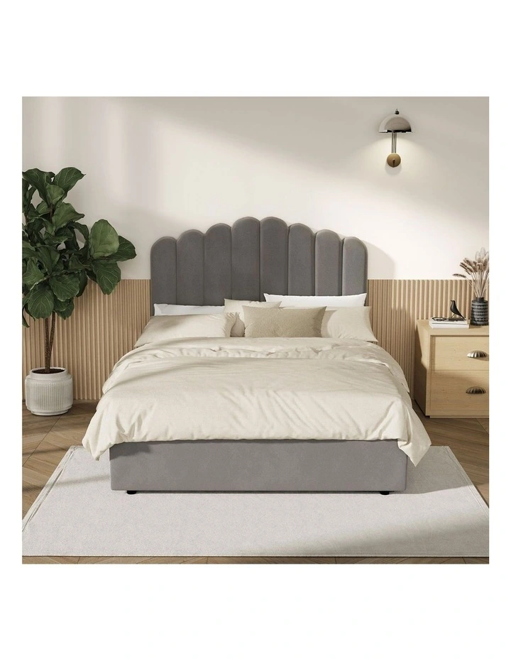 Oikiture Bed Frame Queen Size Gas Lift Bed Base With Storage Velvet KLON image 7