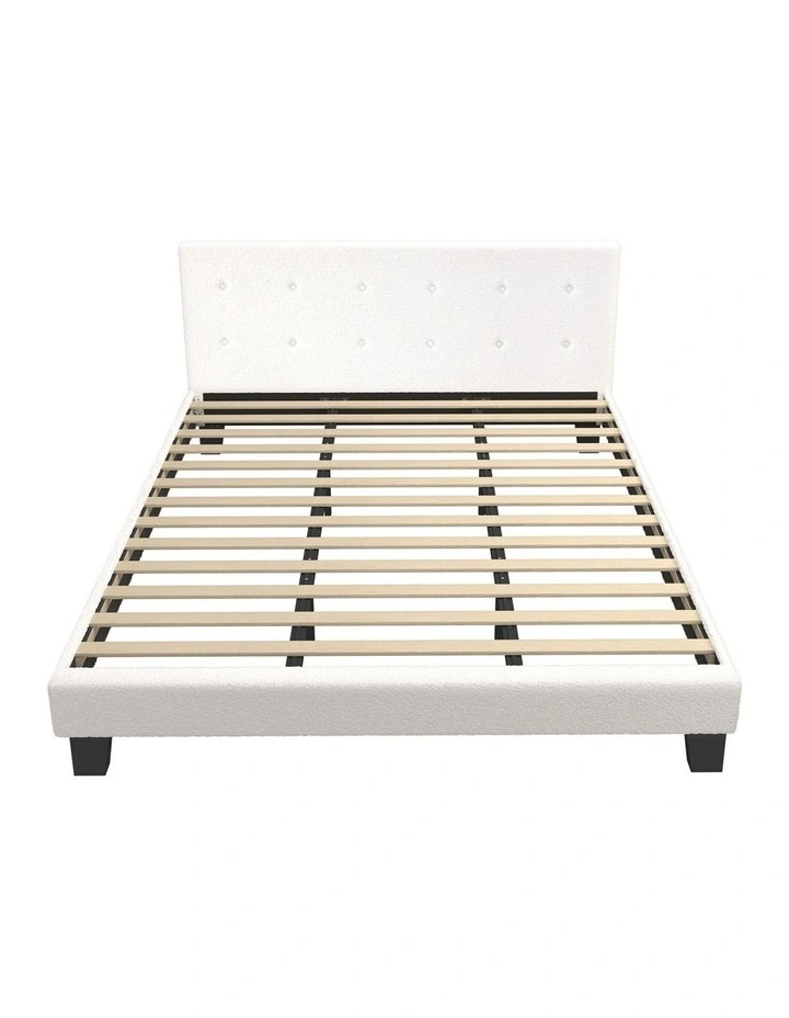 Oikiture Bed Frame King Size Bed Platform White Boucle image 2