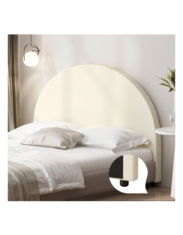 Oikiture Bed Head Double Size Headboard Bedhead Fabric Beige image 4