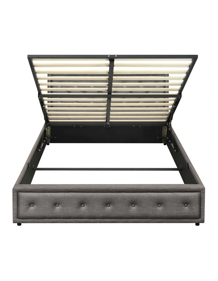 Oikiture Bed Frame Double Size Gas Lift Base With Storage Grey Fabric image 2