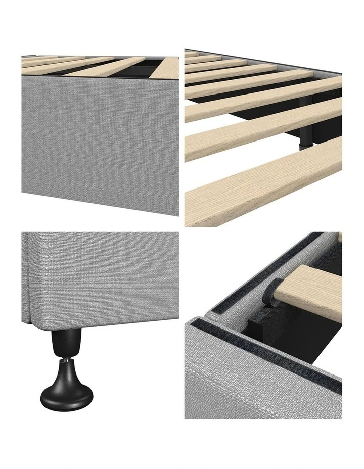 Oikiture Bed Frame Double Size Bed Base Platform Grey image 7