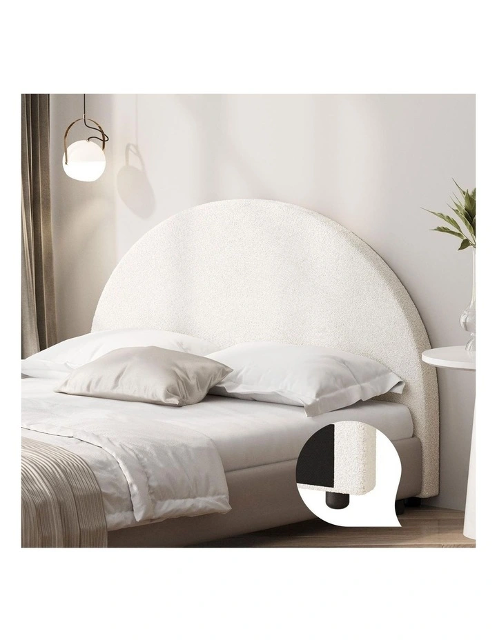 Oikiture Bed Head Double Size Headboard Bedhead Boucle White image 4