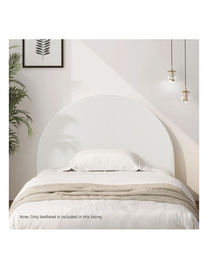 Oikiture Bed Head Single Size Headboard Bedhead Boucle White image 5
