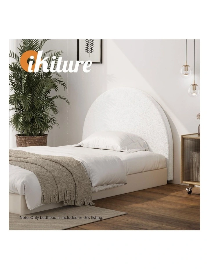 Oikiture Bed Head Single Size Headboard Bedhead Boucle White image 7