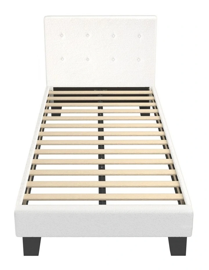 Oikiture Bed Frame King Single Bed Platform White Boucle image 2