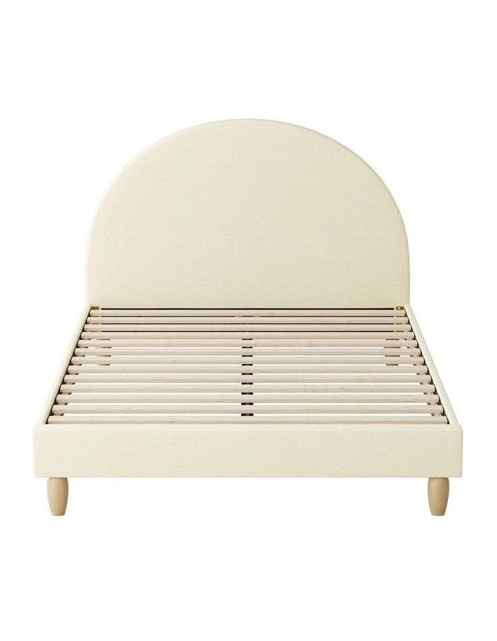 Oikiture Bed Frame Double Size Arched Beds Platform Beige Fabric image 2