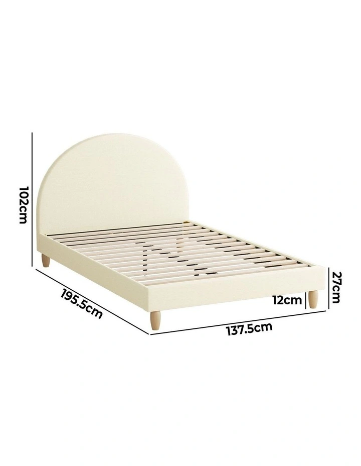 Oikiture Bed Frame Double Size Arched Beds Platform Beige Fabric image 3