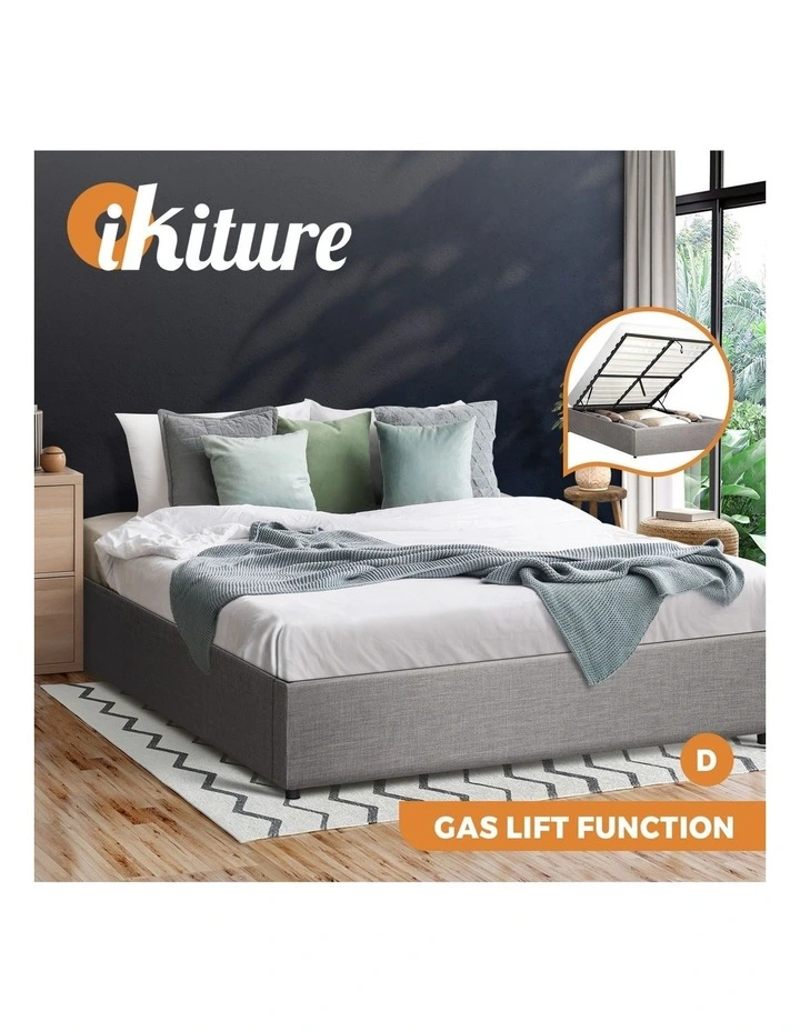 Oikiture Bed Frame Double Size Gas Lift Base With Storage image 4