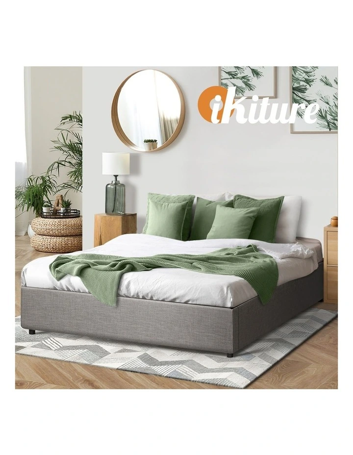 Oikiture Bed Frame Double Size Gas Lift Base With Storage image 7