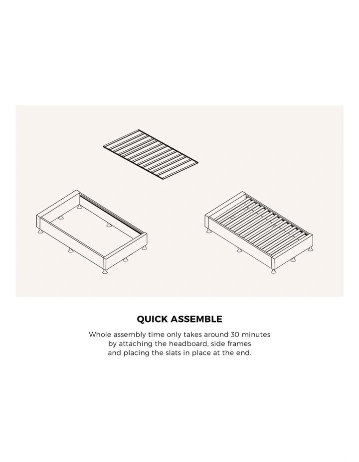 Oikiture Bed Frame Single Size Bed Base Platform Grey image 6