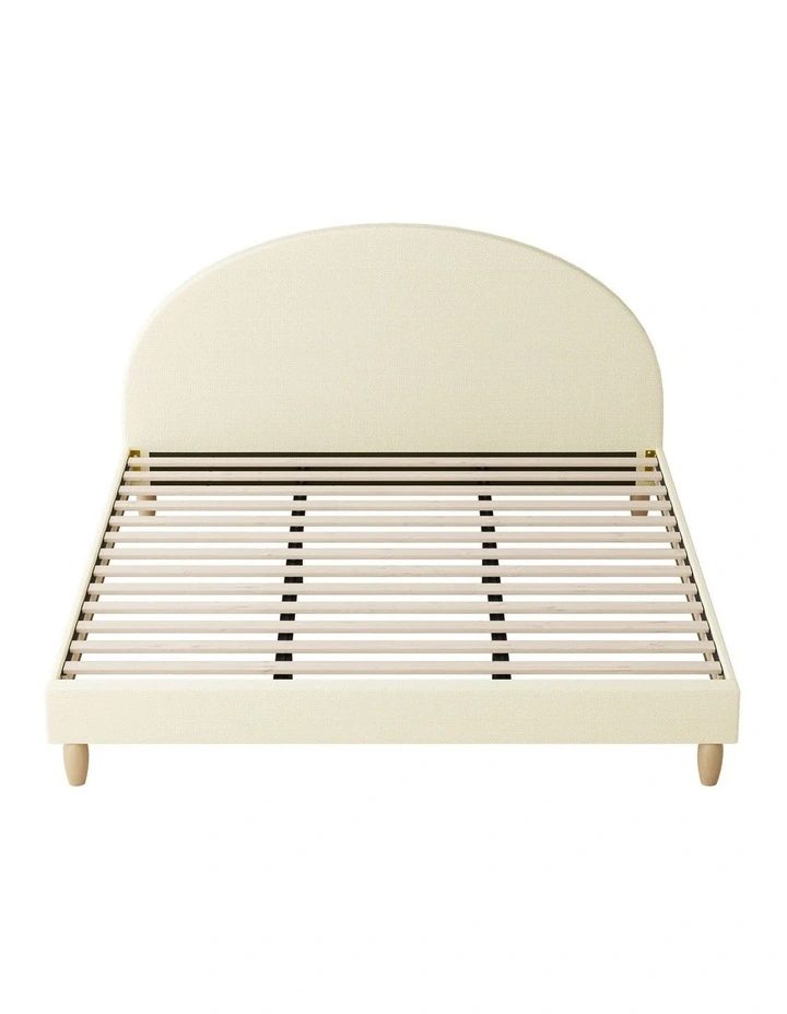Oikiture Bed Frame King Size Arched Beds Platform Beige Fabric image 2