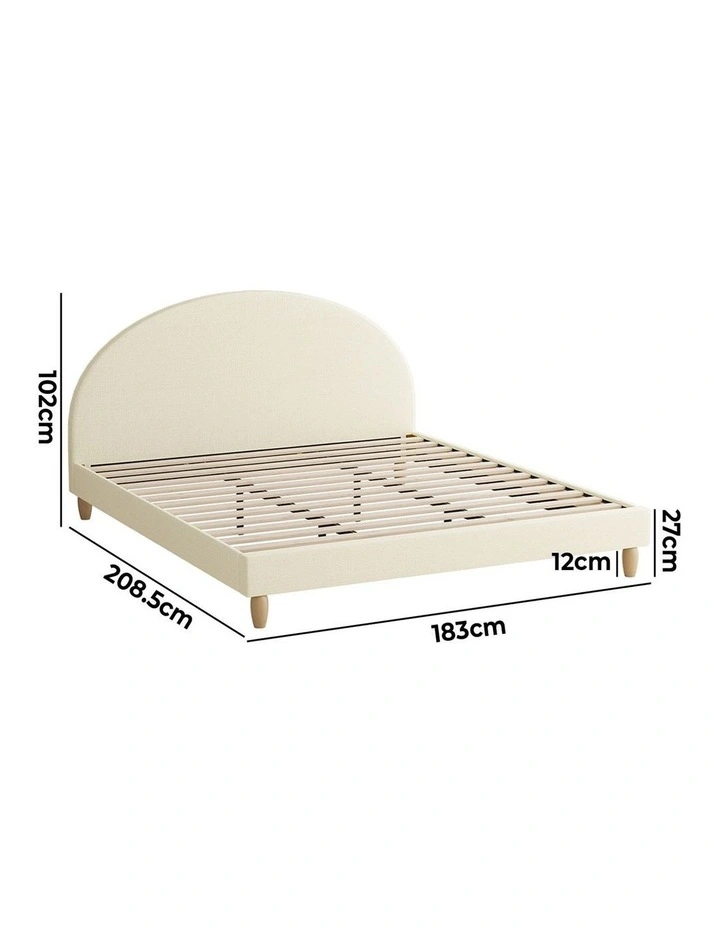 Oikiture Bed Frame King Size Arched Beds Platform Beige Fabric image 3