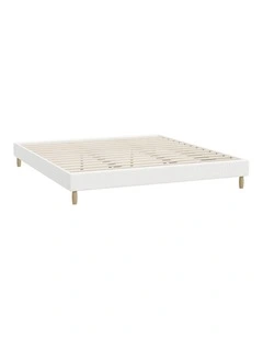 Oikiture Bed Frame King Size Bed Base White Boucle