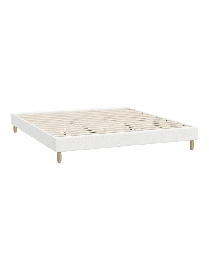 Oikiture Bed Frame King Size Bed Base White Boucle image 1