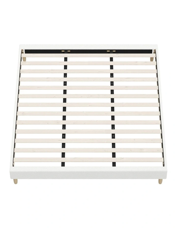 Oikiture Bed Frame King Size Bed Base White Boucle image 2